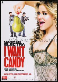 4z739 I WANT CANDY 27x39 Australian video poster '07 sexy Carmen Electra holding pear!