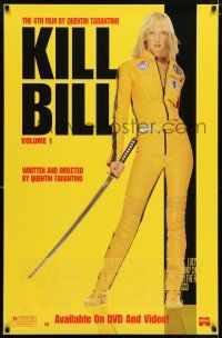 4z747 KILL BILL: VOL. 1 26x40 video poster '03 Quentin Tarantino, Uma Thurman with katana!
