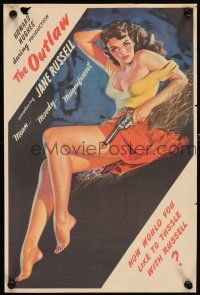 4z025 OUTLAW magazine ad '46 sexy art of Jane Russell by famous pin-up artist Zoe Mozert!