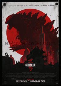 4z466 GODZILLA IMAX mini poster '14 cool different artwork of soldiers and monster over city!