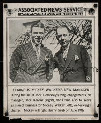 4z018 ASSOCIATED NEWS SERVICE newsstand poster '25 Jack Kearns is Mickey Walker's new manager!