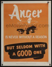 4z076 NATIONAL RESEARCH BUREAU 376 17x22 motivational poster '60s anger is never without a reason!