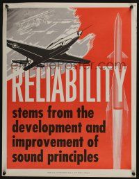 4z078 NATIONAL RESEARCH BUREAU 604 17x22 motivational poster '60s reliability, art of jet, rocket!
