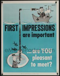 4z079 NATIONAL RESEARCH BUREAU 669 17x22 motivational poster '60s first impressions are important!