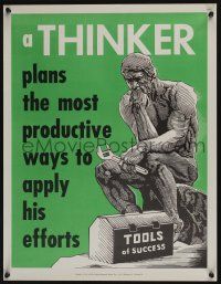 4z081 NATIONAL RESEARCH BUREAU 676 17x22 motivational poster '60s cool art of The Thinker w/wrench!