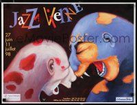 4z215 JAZZ A VIENNE 17x23 French music poster '98 wild art of two human-like animals head to head!