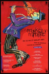 4z229 MUSIKS A MANOSQUE 16x24 French music poster '01 Corvaisier art of man w/violin!