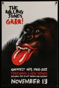 4z238 ROLLING STONES 24x36 music poster '12 Grrr!, cool art of gorilla with classic lips!