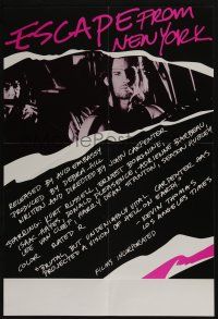 4z450 ESCAPE FROM NEW YORK 17x25 special '81 John Carpenter, Kurt Russell, cool different image!