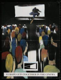 4z451 EUROPE GETS TOGETHER IN THE CINEMA 24x32 Italian special '90s art of man jumping into screen