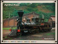 4z096 FUJI-OFFSET-PRESSES printer's test Japanese special 19x25 '80s image of vintage locomotive!