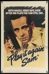 4z008 MAXELL: PLAY IT AGAIN SAM 26x40 advertising poster '83 cool artwork of Humphrey Bogart w/VHS