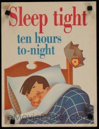 4z542 SLEEP TIGHT TEN HOURS TO-NIGHT 2-sided 11x15 Canadian special '60s cool art of sleeping child