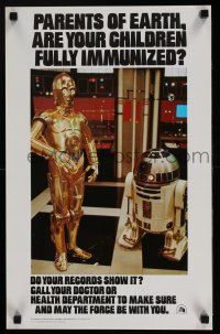 4z549 STAR WARS HEALTH DEPARTMENT POSTER 14x22 special '77 C3P0 & R2D2 check immunizations!