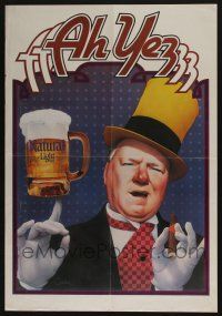 4z013 W.C. FIELDS 29x29 advertising poster '80s smoking a cigar, with a stein of Natural Light beer!