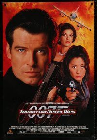 4z820 TOMORROW NEVER DIES 27x40 video poster '97 Pierce Brosnan as Bond, Yeoh, sexy Teri Hatcher!