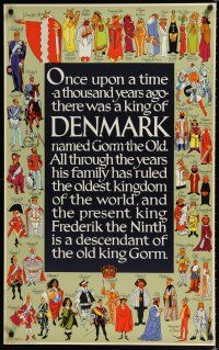 4z180 ONCE UPON A TIME 25x40 Danish travel poster '70 art of Danish royal lineage by Thelander!