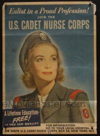 4z136 JOIN THE U.S. CADET NURSE CORPS 20x28 WWII war poster '40s Edmundson art!