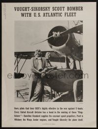 4z148 VOUGHT SIKORSKY SCOUT BOMBER 19x25 WWII war poster '40s cool image of pilots & aircraft!
