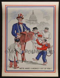 4z150 WE'VE MADE A MONKEY OUT OF YOU 15x20 WWII war poster '43 art of Uncle Sam and monkey Hitler!