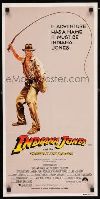 5b025 INDIANA JONES & THE TEMPLE OF DOOM Aust daybill '84 adventure is Harrison Ford's name!