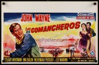 5b072 COMANCHEROS REPRO Belgian '61 artwork of cowboy John Wayne, directed by Michael Curtiz!