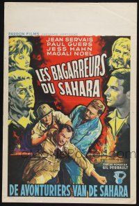 5b092 SAHARA ON FIRE Belgian '61 Michel Gast, Jean Servais, cool artwork of cast!