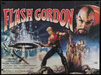 5b193 FLASH GORDON British quad '80 cool Casaro art of Sam Jones & Max Von Sydow as Ming!