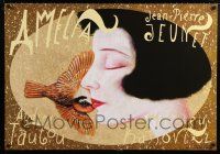 5b271 AMELIE 27x39 Polish commercial poster '01 Leszek Zebrowski art of Audrey Tautou and bird!