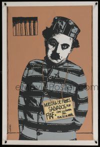 5b060 MUESTRA DE FILMES SALVADOS POR FIAF Cuban '90 Coll silkscreen art of Chaplin in prison!