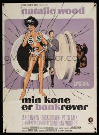 5b694 PENELOPE Danish '66 different Stevenov art of sexy Natalie Wood w/ gun and money bags!