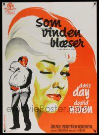 5b697 PLEASE DON'T EAT THE DAISIES Danish '61 art of Doris Day + David Niven with dog by Stevenov!