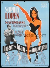 5b736 YESTERDAY, TODAY & TOMORROW Danish '63 different art of sexy Sophia Loren & Mastroianni!
