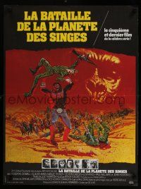 5b378 BATTLE FOR THE PLANET OF THE APES French 23x31 '73 sci-fi art of war between apes & humans!