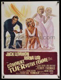 5b394 HOW TO MURDER YOUR WIFE French 24x31 '65 Jack Lemmon, Virna Lisi, the most sadistic comedy!