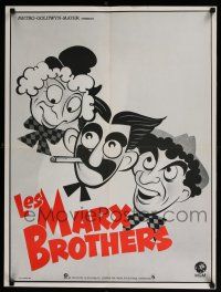 5b398 LES MARX BROTHERS French 24x31 '70s great Hirschfeld-like art of Groucho, Chico & Harpo!