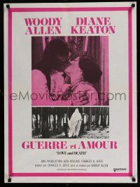 5b399 LOVE & DEATH French 23x31 '75 Woody Allen & Diane Keaton romantic kiss close up!