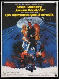 5b434 DIAMONDS ARE FOREVER French 17x22 R80s art of Sean Connery as James Bond by Robert McGinnis!