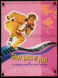 5b446 GREAT BALLS OF FIRE French 15x21 '89 Dennis Quaid as rock 'n' roll star Jerry Lee Lewis!