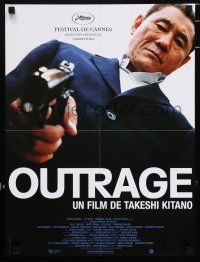 5b473 OUTRAGE French 16x21 '10 super close image of Takeshi Kitano pointing gun!