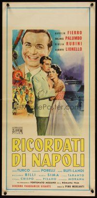 5b039 RICORDATI DI NAPOLI Italian locandina '58 romantic artwork by Carlantonio Longi!