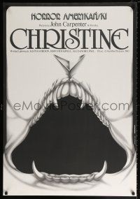 5b282 CHRISTINE Polish 27x39 '85 Stephen King, John Carpenter, creepy different art by Erol!