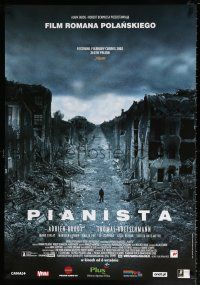 5b332 PIANIST advance Polish 27x39 '02 directed by Roman Polanski, Adrien Brody, devastated city!