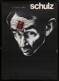 5b341 SCHULZ Polish 26x37 '83 dark Bednarski artwork of man with stamp on forehead!