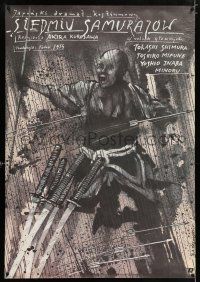 5b342 SEVEN SAMURAI Polish 27x38 R87 Akira Kurosawa's Shichinin No Samurai, Mifune, Pagowski art!