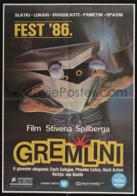 5b533 GREMLINS Yugoslavian 19x27 '84 Joe Dante Christmas horror comedy!