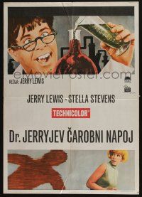 5b559 NUTTY PROFESSOR Yugoslavian 20x28 '63 wacky Jerry Lewis w/pretty Stella Stevens!