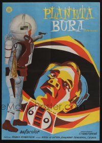 5b566 PLANETA BURG Yugoslavian 19x27 '63 Pavel Klushantsev's Planeta Bur, cool Russian sci-fi!