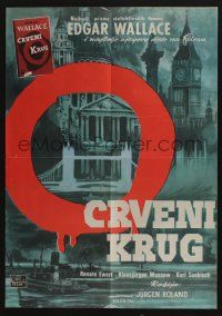 5b572 RED CIRCLE Yugoslavian 19x27 '60 based on the novel by Edgar Wallace, cool crime art!