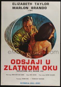 5b573 REFLECTIONS IN A GOLDEN EYE Yugoslavian 20x28 '67 Huston, Elizabeth Taylor & Marlon Brando!